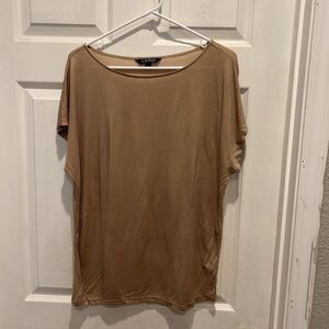 Lauren‎ Ralph Lauren Metallic Gold Short Dolman Sleeve Top Women’s Large Vintage